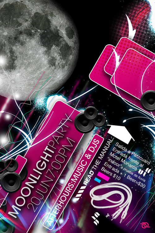 Nightclub Flyer Sample 04 Night Club Flyer - Moonlight Party: Music and DJs
