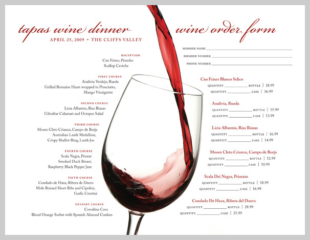 wine menu design 08 Wine Menu Design - Tapas Wine Dinner