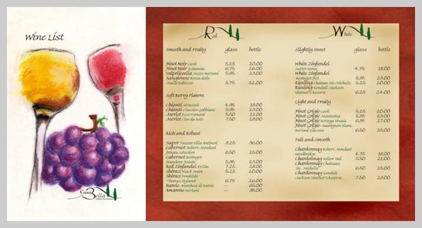 wine menu design 13 Wine Menu Design - Casa Bella