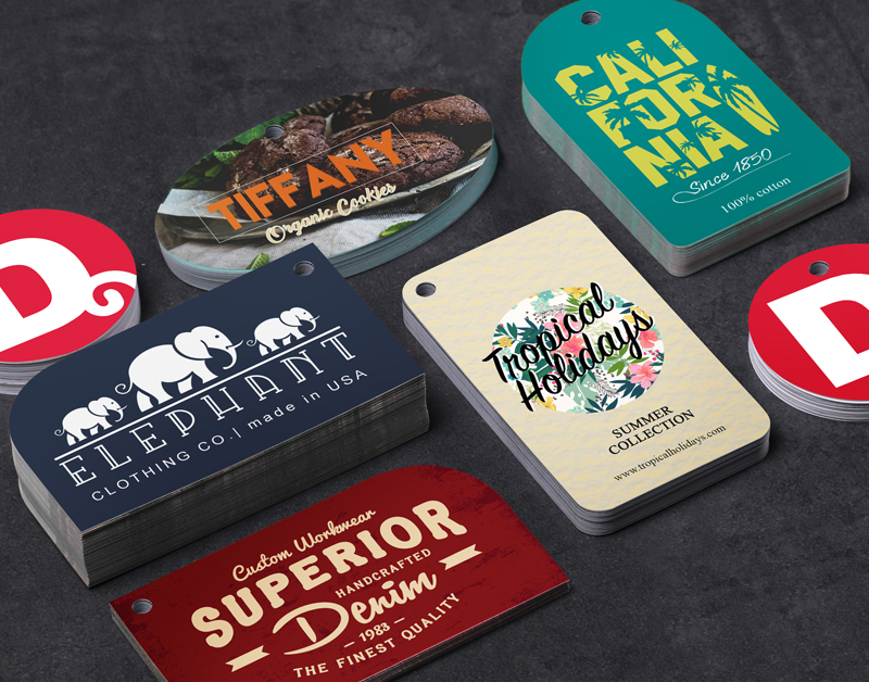 Clothing hang tag design - different shapes