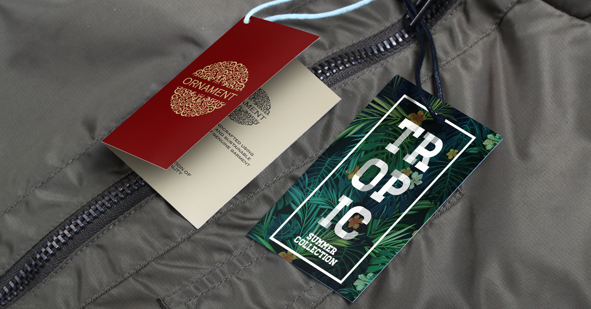 Simple designs help your clothing tag stand out from the item it's attached to. Tropic garment hang tag