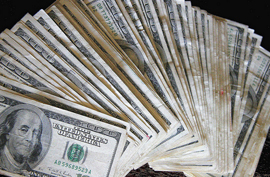 Money dollar bills stack
