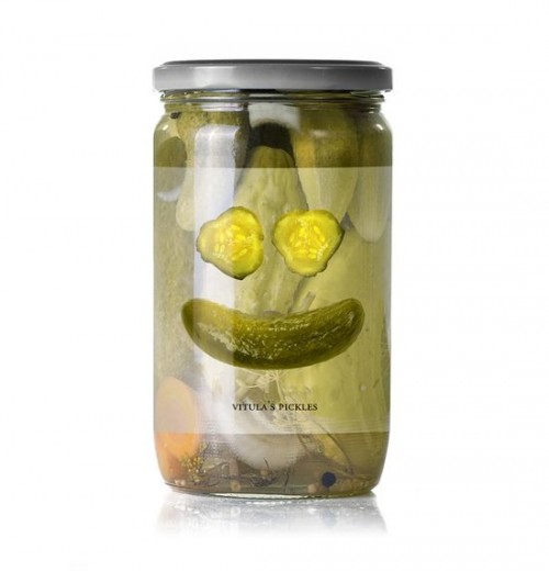 Pickle jar labeling Vitula's Jar Label