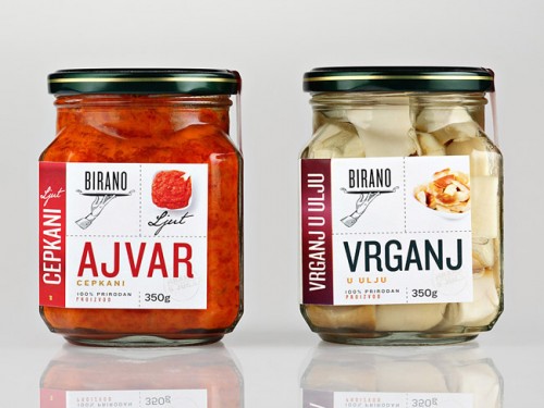 Offset jar labels prove squares can still be exciting. Birano Jar Label