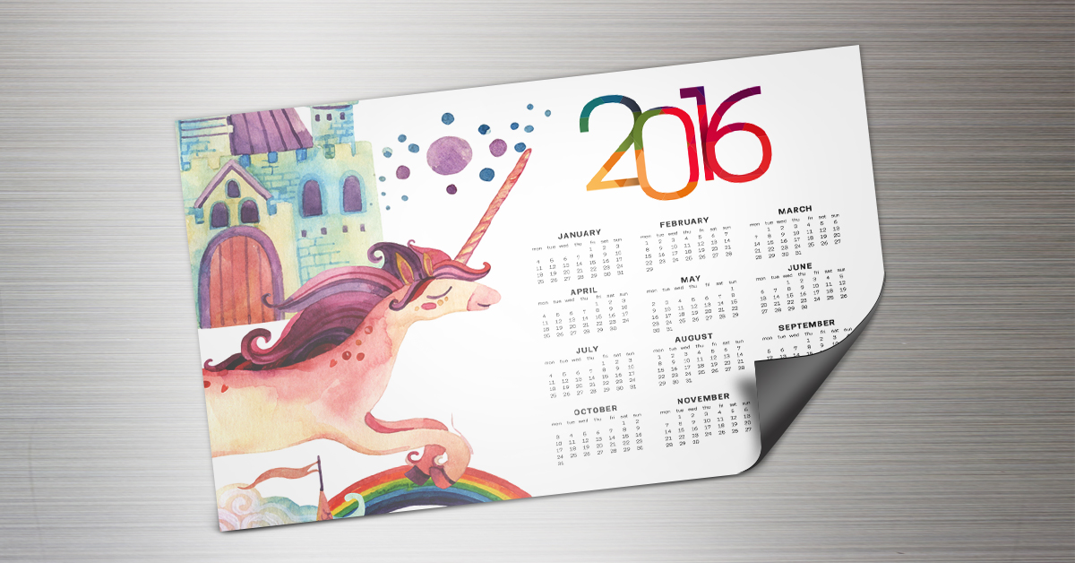 If you want to print a calendar but aren't sure how to go about it-- try a template first. Magnet calendar with a unicorn