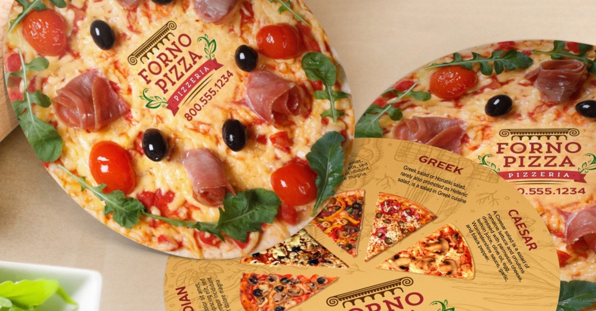 Which of your pizzas does your market prefer? Which one do you think they don't know about that they would like? circle pizza marketing flyer