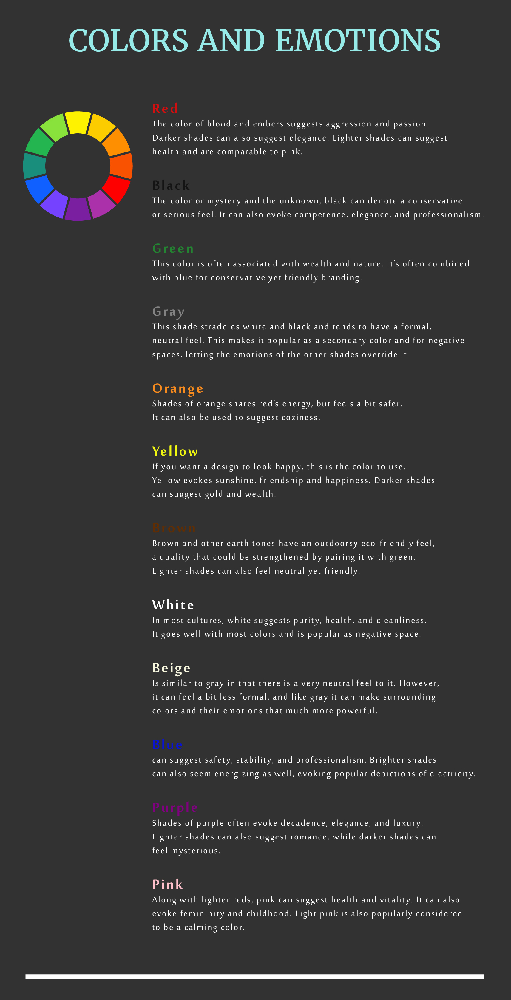 Colors and emotions business card design guide colors and emotions