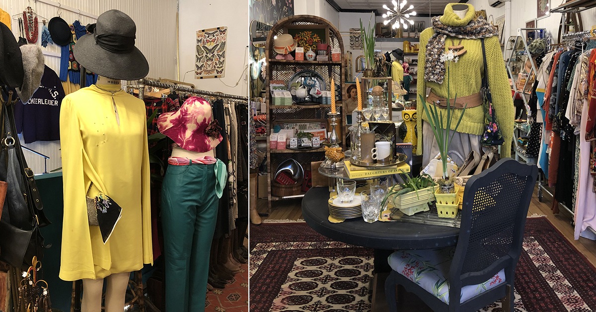 Second hand fashion clothes vintage store