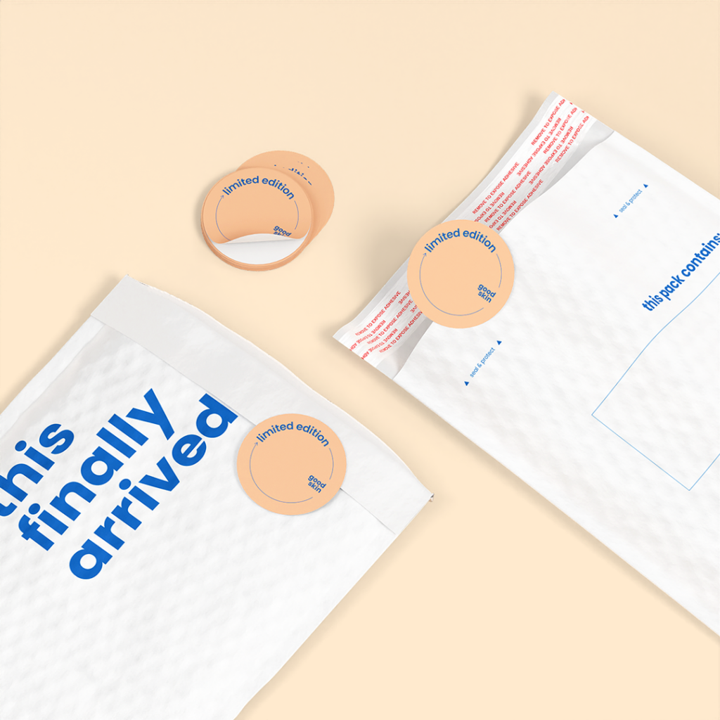 stickers and labels in Peach Fuzz