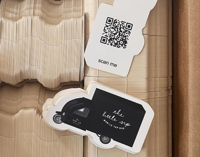 black custom shape food truck business cards