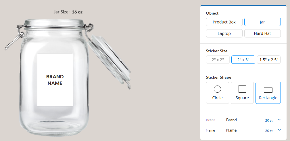preview of stickers and labels font size tool from UPrinting